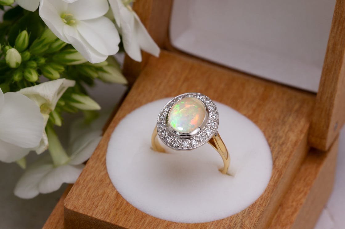 Solitaire Opale & Diamant Aurora